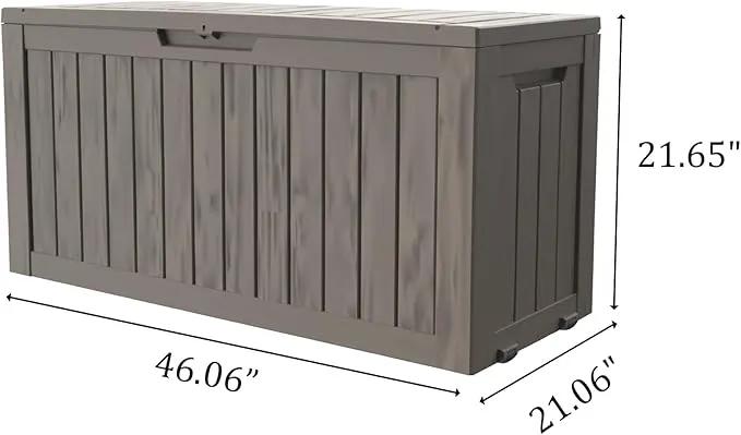 90 Gallon Lockable Resin Deck Box with Wheels, Waterproof & UV-Resistant Outdoor Storage Box for Outdoor Cushion Storage, Garden Tools & Pool Accessories Storage, Gray by GreenHaven Gardens