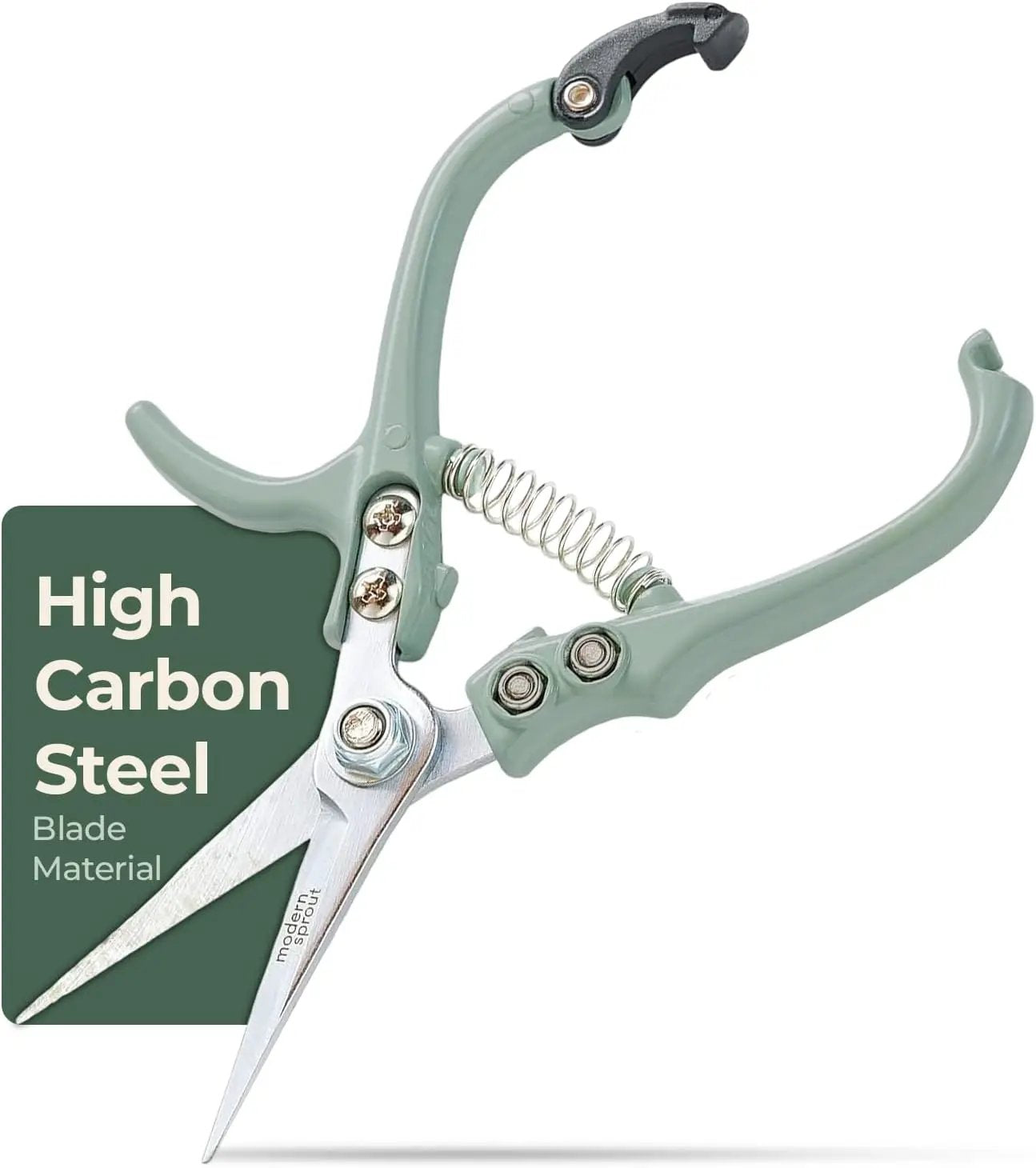 Modern Sprout Pruning Shears - Herb Snipping Scissors- Lightweight Gardening Tools W/Easy Lock - Flower Cutter Garden Shears - Carbon Steel Blade + Reusable Holster (Sage, 1-Pack) by GreenHaven Gardens