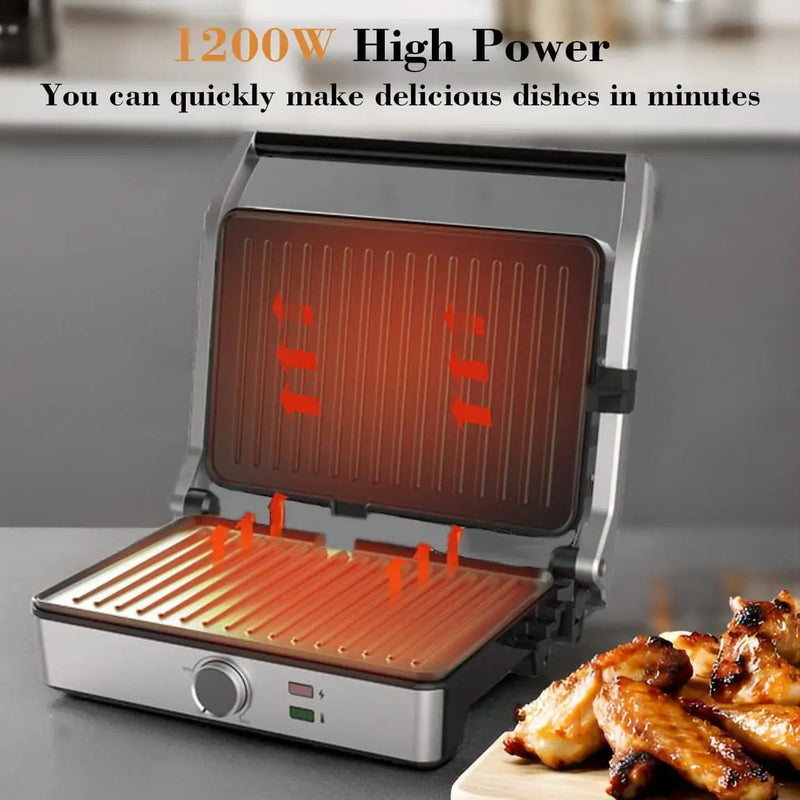 Panini Press, Electric Sandwich Press Grill, Open 180 Degrees, Electric Grill Indoor, Perfect for Grilling Sandwich, Steak, Burger, Adjustable Temperature Control, Non Stick Coating by GreenHaven Gardens