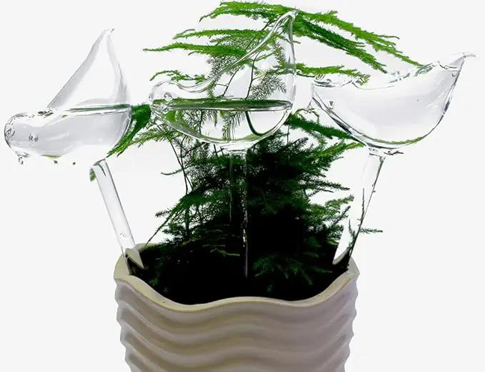 Glass Plant Watering Globes, Self Watering Globes Bird Shape, Self Watering Planter Insert, Plant Watering Devices, Automatic Plant Waterer Indoor, Watering Bulbs, 3 Pack by GreenHaven Gardens