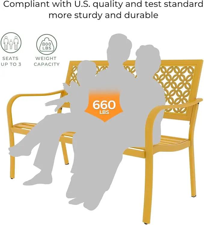 Grand patio 50" Outdoor Bench Garden Bench with Armrests Bench for Outdoors Lawn Yard Porch Sunflower Yellow by GreenHaven Gardens