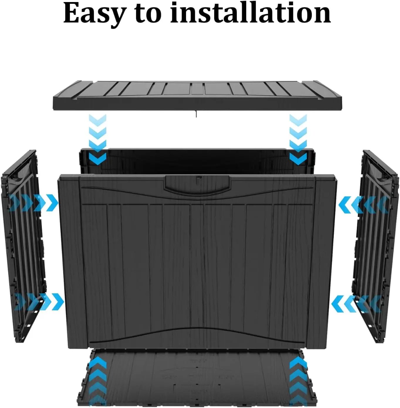 50 Gallon Heavy Duty Outdoor Deck Box with Lockable Lid, All Weather Waterproof Storage for Patio Cushions, Pool Toys, Garden Tools - Rust-Proof Resin Design (Black) by GreenHaven Gardens