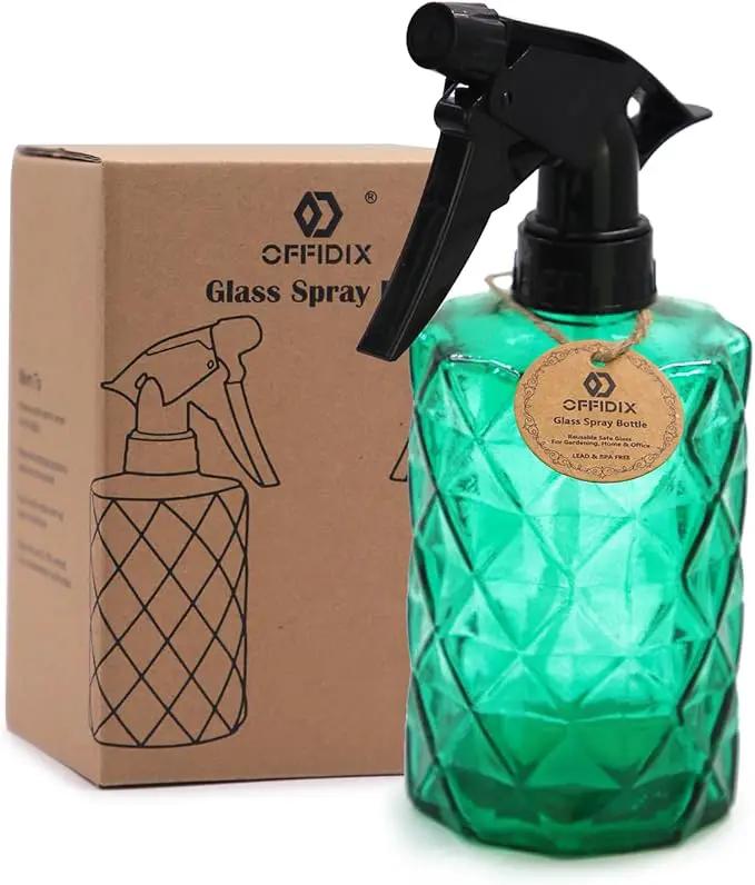 OFFIDIX Fine Mist Plant Mister, Handheld Pressure Glass Spray Bottles, 0.35L/11.8oz Watering Can with Adjustable Nozzle for Outdoor Indoor Gardening and Cleaning Work (Green) by GreenHaven Gardens