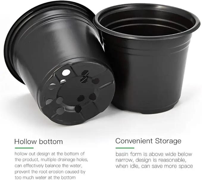 JERIA 100-Pack 0.5 Gallon Plant Nursery Pots, Plastic Pots for Flower Seedling, Flower Plant Container Seed Starting Pot, Come with 100 Pcs Plant Labels(Black) by GreenHaven Gardens