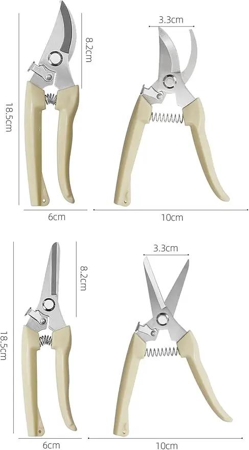 Garden Flower Shears Pruning Shears 6.9 inches Straight and Bypass Scissors Heavy Duty Plant Scissors for Cutting Flowers, Trimming Plants, Bonsai, Fruits Picking (White handle Straight and Bypass) by GreenHaven Gardens