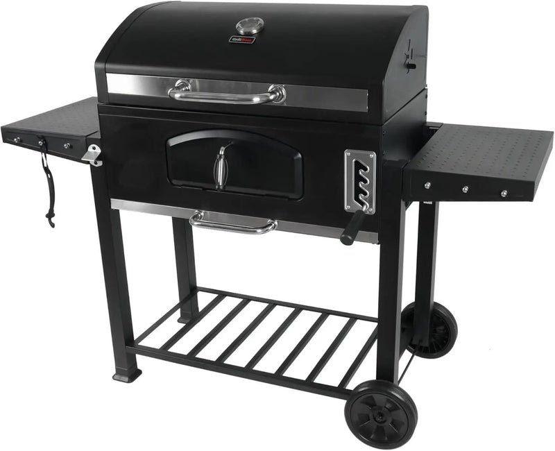 Grill Boss Charcoal Grill with Large 32-Inch Cooking Area - Includes Warming Rack, Side Shelves, Bottom Storage and Wheels for Outdoor BBQ, Tailgating, Camping & Backyard Grilling by GreenHaven Gardens