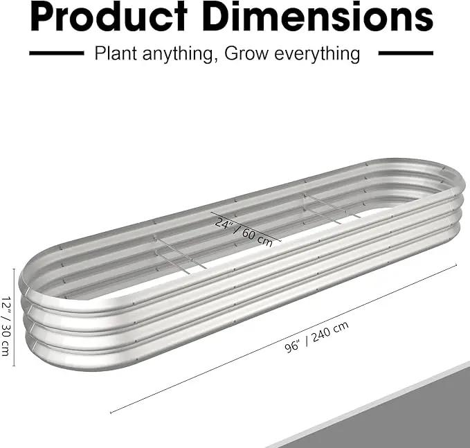 8x2x1ft Oval Galvanized Raised Garden Bed Outdoor 9-in-1 Large Metal Modular Planter Box Raised Beds for Gardening,Vegetables,Fruits,Flowers & Herbs (Silver) by GreenHaven Gardens