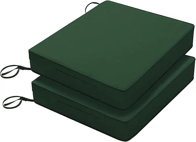 Favoyard Patio Chair Cushions 18.5 x 16 x 3 Inch Waterproof Outdoor Seat Cushions for Patio Furniture 3-Year Color Fastness Garden Sofa Couch Chair Pads with Handle & Adjustable Straps Set of 2, Green by GreenHaven Gardens