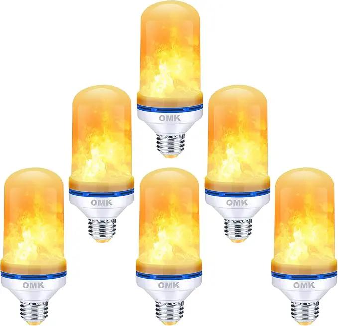 OMK Christmas Flame Effect Light Bulbs LED (6 Pack) Fire Light Bulb Flickering Light Bulbs for Porch Yard Outdoor Fake Fire Party Holiday Christmas Gifts Spooky Attractions Decoration by GreenHaven Gardens