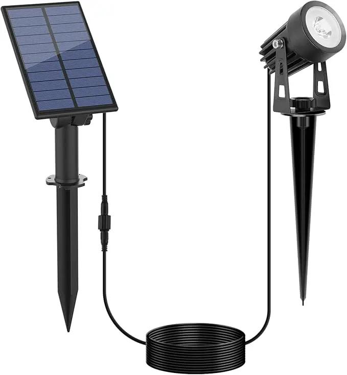 APONUO Metal Solar Spot Lights Outdoor with 9.8ft Cable Solar Powered Landscape Lighting Low Voltage IP65 Waterproof Auto On/Off for Outside Garden Yard Landscape Pathway Garage-Cool White(1-in-1) by GreenHaven Gardens