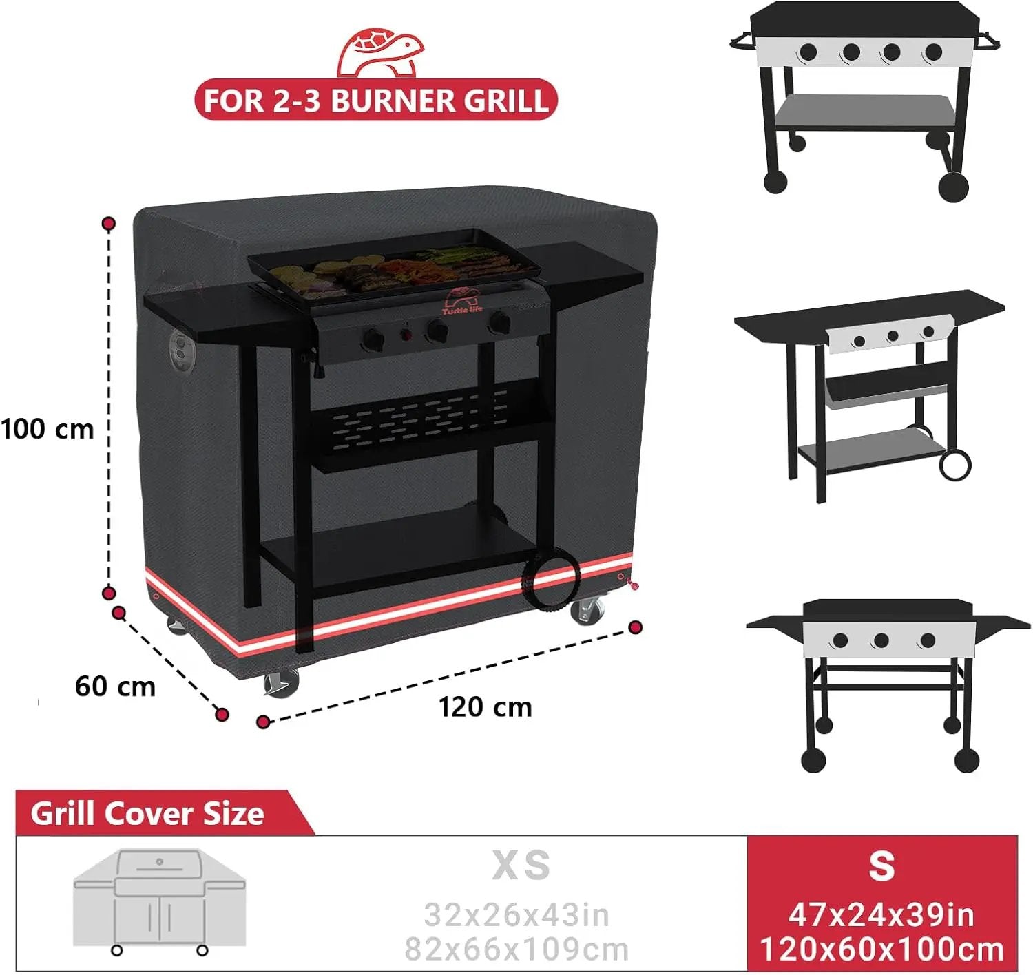 BBQ Grill Cover, 46 Inch Heavy Duty Waterproof Barbecue Gas Grill Covers for Flat Top Griddle, Anti-Fading Cover for Gas Grill, Black by GreenHaven Gardens