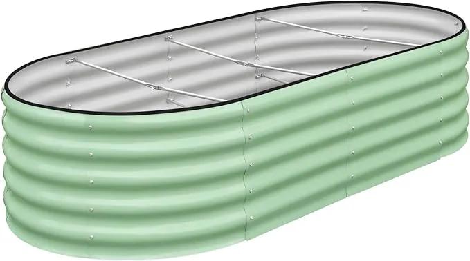 SnugNiture Galvanized Raised Garden Bed, 6x3x1.5ft Oval Metal Planter Box for Planting Outdoor Plants Vegetables by GreenHaven Gardens