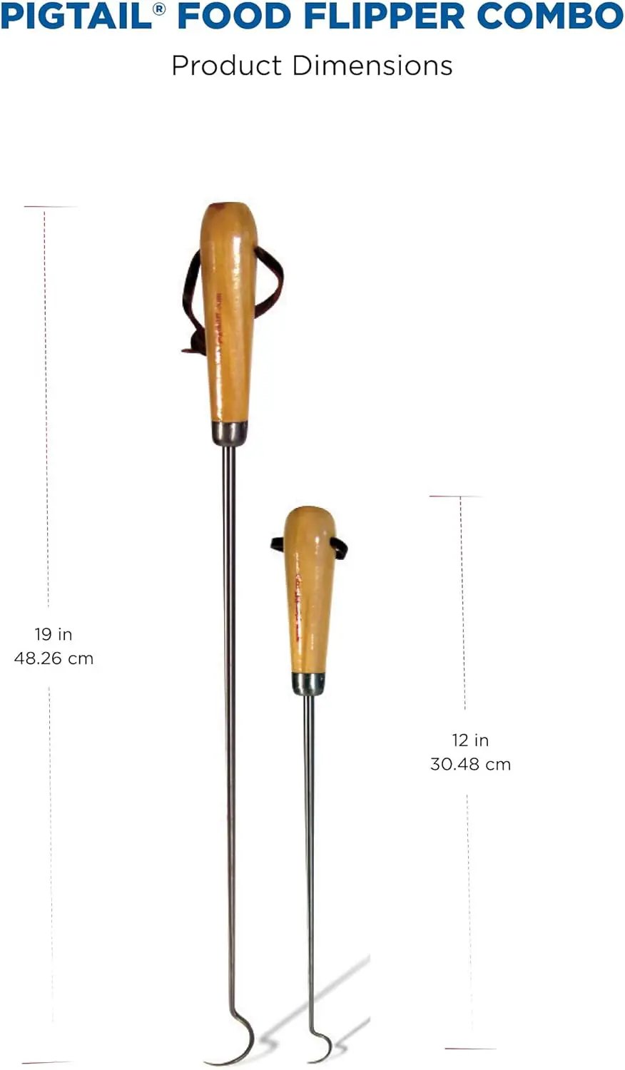 Jaccard Pigtail Food Flipper, Hardwood Handle/Stainless Steel, Combo (Blister Pack) by GreenHaven Gardens