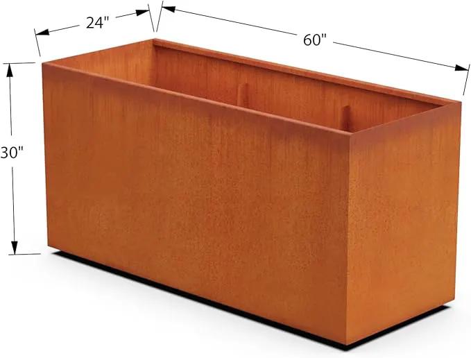 60x30 Inch Corten Steel Planter Box – Extra Tall Privacy Screen Planter | 5 FT Long Heavy Duty Metal Barrier | Made in USA, Fully Assembled by GreenHaven Gardens
