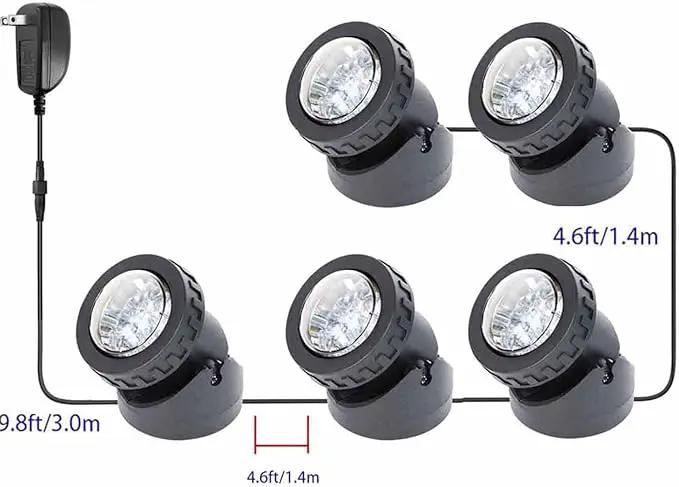 Fountain Lights with Timer, Underwater LED RGB Colored IP68 Waterproof Adjustable Submersible Pond Lights for Fish Pond Garden Lawn Yard Waterfall, 5 Lights in Set by GreenHaven Gardens