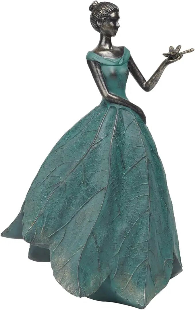 Guichifun Fairy Statue Collection Home Decoration - Leaf Angel Girls with Dragonfly Resin Home Decor for Outside or Inside Rustic Garden Outdoor Yard Decorations Figurines Gift 12 x 8.5 x 18 Inch by GreenHaven Gardens