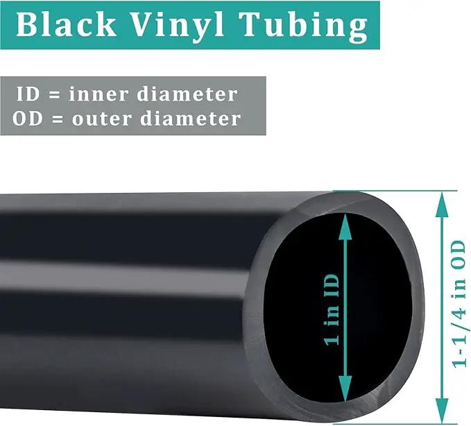 Black Vinyl Tubing 1” ID × 1 1/4” OD - 50 Feet PVC Flexible Plastic Tube Hybrid Hose, Transfer Water Air Oil for Pond Fountain Garden, Non-toxic and BPA free by GreenHaven Gardens