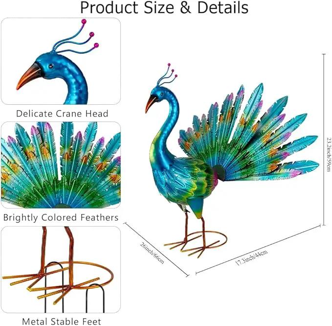 VEWOGARDEN Peacock Outdoor Statues Metal Peacock Tail Spread Garden Sculptures & Statues for Yard Lawn Patio Pool Outside Decorations, Blue by GreenHaven Gardens