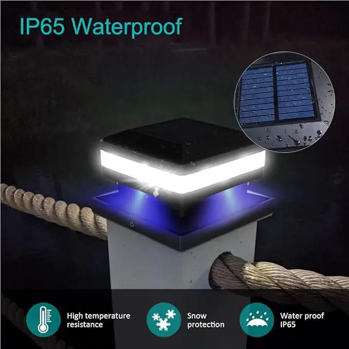 Sumaote Solar Post Lights 160LM 52 LED - 6x6 Post Cap Solar Light Outdoor Deck Fence Lights fit 4x4 5x5 6x6 Wood Posts, IP65 Waterproof for Garden Porch Patio, 6000K White Lighting, 4 Pack by GreenHaven Gardens