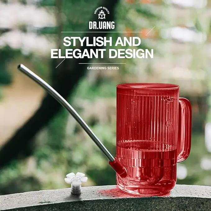 Small Watering Can Indoor Plants with Long Spout (1L, Red) by GreenHaven Gardens