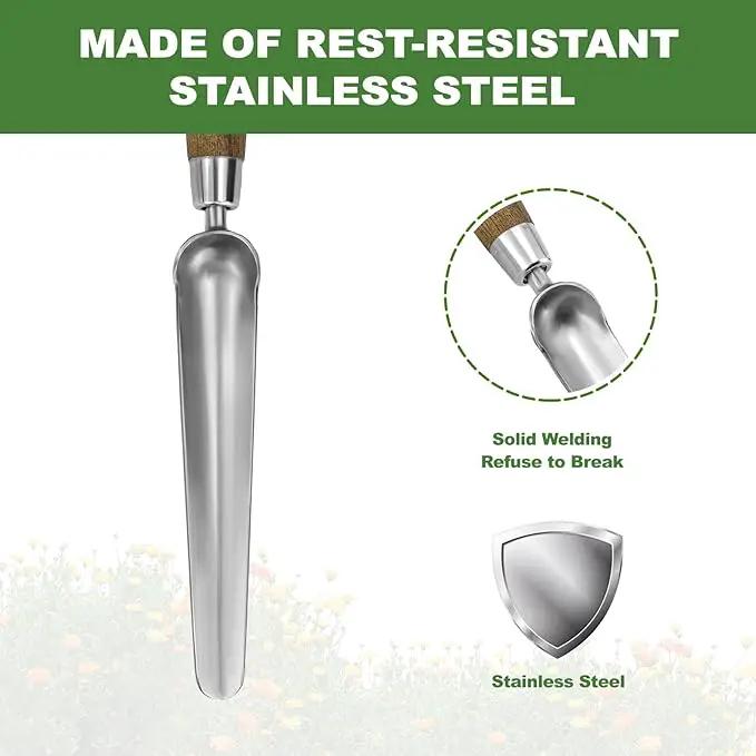 Haliaeetus Seeding Widger, Stainless Steel Garden Planting Trowel for Repotting, Long and Narrow Widger for Weeding from Tight Areas, Hand Transplanter with Wood Handle for Planting, Weeding, Digging by GreenHaven Gardens
