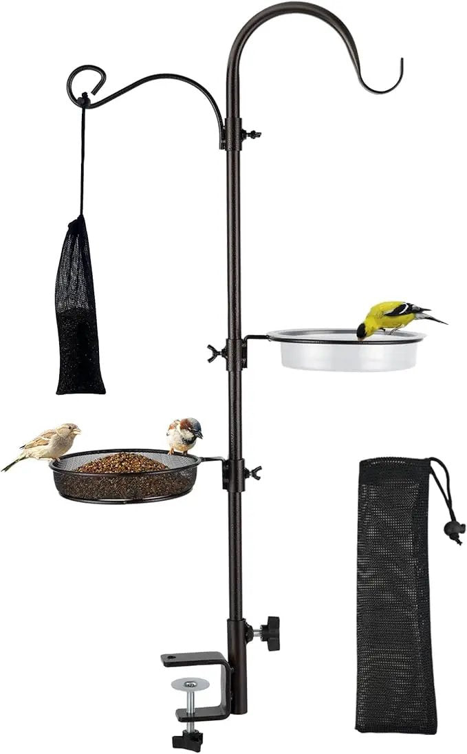 ERYTLLY Deck Hook Bird Feeder Pole Bird Feeder Porch Multi Hook Bird Feeding Station Kit Multi Feeder Hanging Kit Premium Bird Bath for Attracting Wild Birds Bird Feeder Planter Hanger by GreenHaven Gardens