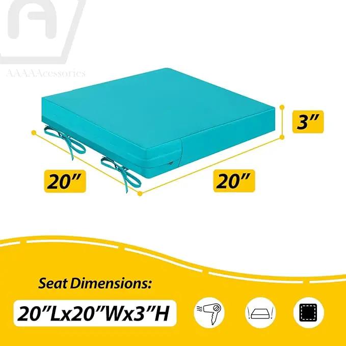 AAAAAcessories Outdoor Seat Cushions for Chairs, Waterproof, Fade-Resistant Patio Furniture Replacement Cushions, 20" x 20" x 3", Set of 2, Turquoise Blue by GreenHaven Gardens