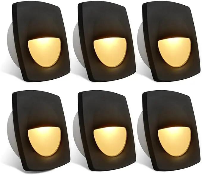 Dream lighting 12 Volt Black Waterproof LED Courtesy/Deck/Landscape Lighting Fixture for RV, Marine, Boat, Recessed Mount 0.15 Watt, IP65 Warm White Pack of 6 by GreenHaven Gardens