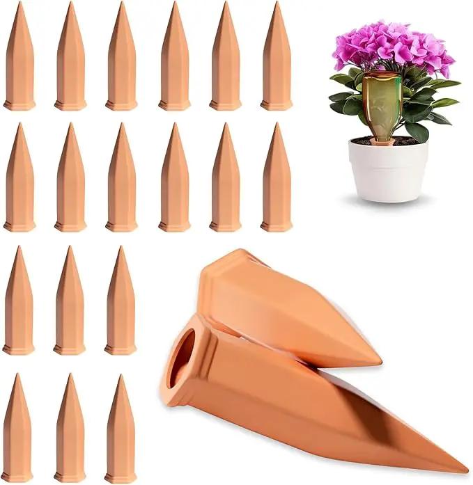 Terracotta Plant Watering Stakes, Self-Watering System for Indoor and Outdoor Plants, 20-Pack by GreenHaven Gardens
