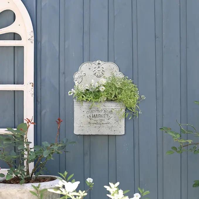 All Chic Metal Wall Planter Wall Mount Planter Wall Haning Planter Outdoor Metal Wall Planter Wall Vases for Flowers Shabby Chic Wall Decor for Rustic Farmhouse by GreenHaven Gardens