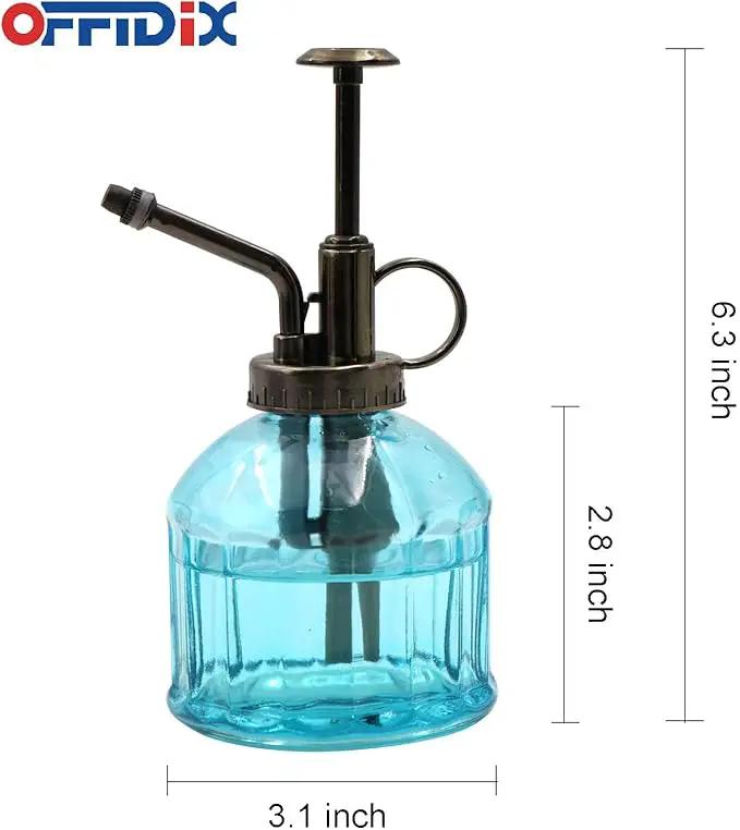 OFFIDIX Glass Spray Bottle,Flower Mister Watering Can Pot 6.3" Tall Spritzer Bronze Plastic Top Pump One Hand Watering Can Indoor Plant Mister Spray Bottle for Garden, Plants, Cleaning by GreenHaven Gardens