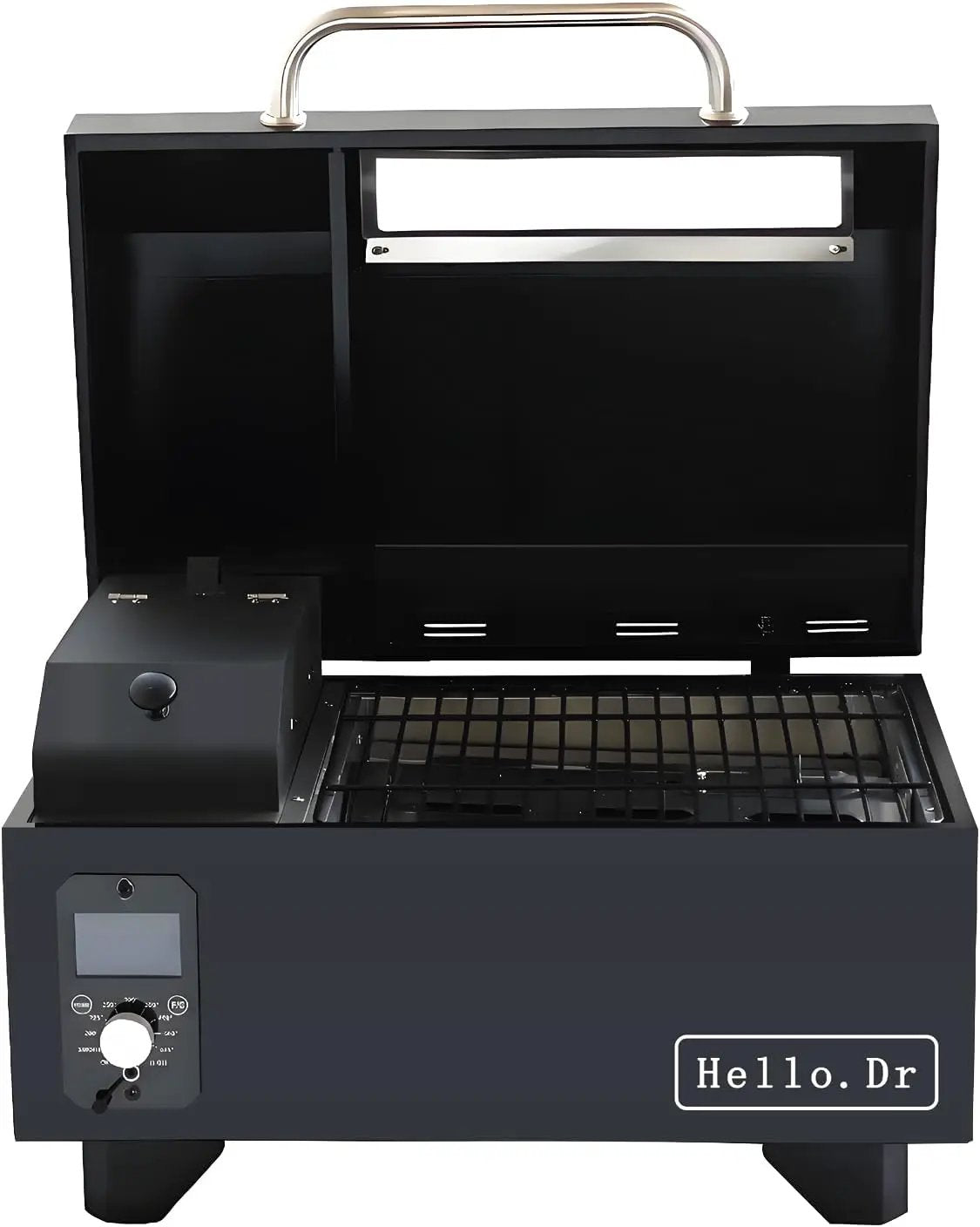 Portable Wood Pellet Grills 900°F，Smoker with Viewing Window – 8-in-1 BBQ, Digital Control, LED Screen, Temperature Control, Meat Probe，Bake and Roast, Ideal for Camping, RV, Beach Backyard by GreenHaven Gardens