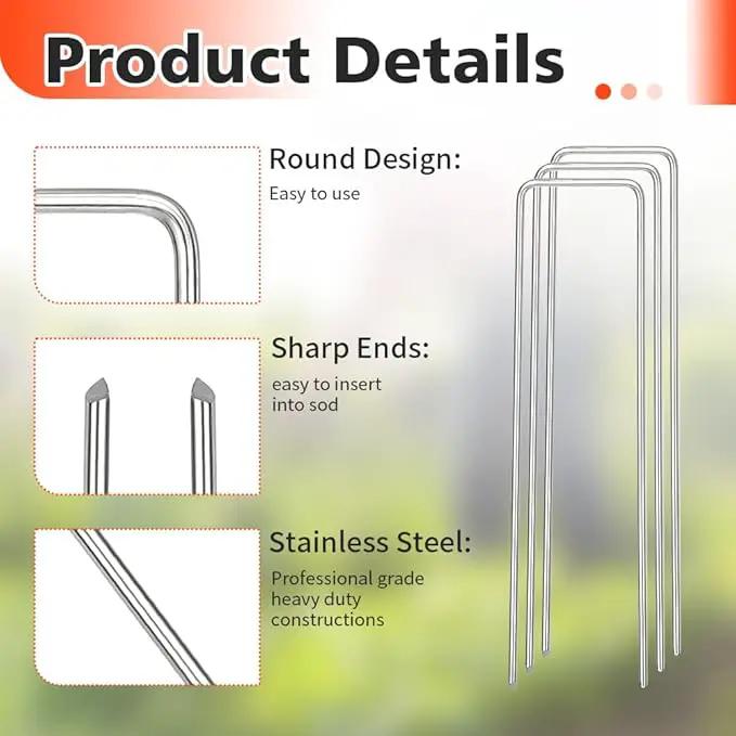 Landscape Staples, Galvanized Garden Stakes, Plant Cover Staples, 10 Pack 6 Inch 11 Gauge Garden Staples, Anti-Rust Ground Sod Pins Lawn Yard Stakes for Securing Weed Fabric Irrigation Tubing by GreenHaven Gardens