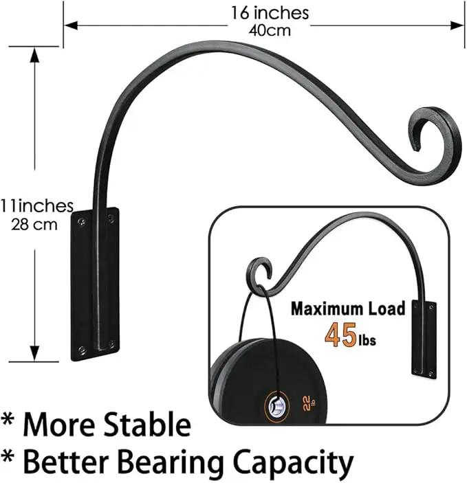 Heavy Duty Plant Hanger Bracket - Outdoor Hand-Forged Hanging Plant Bracket Durable and Stable Bird Feeder Hanger by GreenHaven Gardens