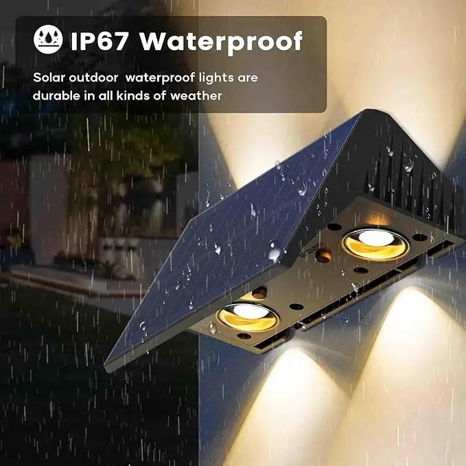 Fence Lights Solar Powered, 6-Pack Solar Fence Lights Up/Down Flexible Buttons, IP67 Waterproof for Outdoor, 120LM Bright, Auto Dusk to Dawn for Wall/Stairs/Yard/Railing/Deck/Pathway (Warm White) by GreenHaven Gardens