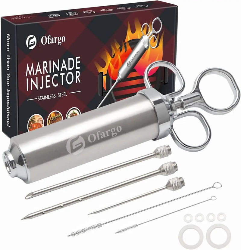 Meat Injector - 3 Needles for Smoking Meats, Beef, Turkey; 2-Oz Marinade Injector Syringe; User Manual Included by GreenHaven Gardens