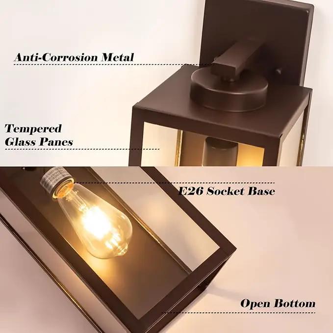 16-inch Oil-Rubbed Bronze Large Outdoor Wall Light Fixture, Brown Exterior Wall Lantern, Farmhouse Porch Sconce Lighting, Modern Outside Lights for House, Garage, Patio Lamp, 2 Packs by GreenHaven Gardens