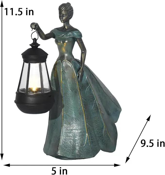Fairy Garden Statue Solar Garden Decor Resin Statue with Lights for Yard Lawn Decorations Outdoor Patio Gardening Gifts for Women 5.5 * 9.5 * 11.5 Inch by GreenHaven Gardens