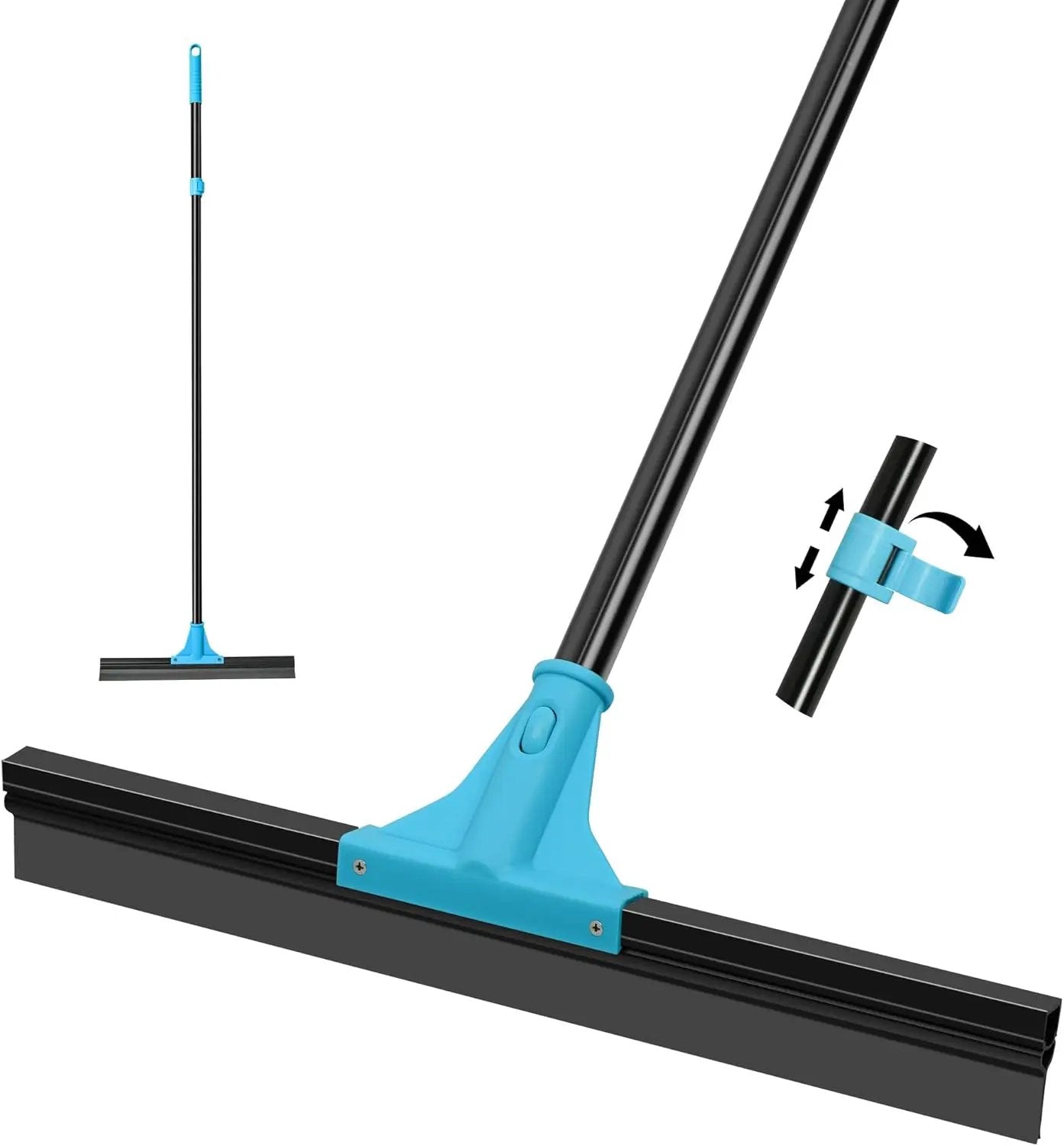 NEWE Floor Squeegee Broom with 18’’ Heavy Duty Rubber Scraper and 58.3’’ Telescopic Long Handle for Garage Concrete Bathroom Tile Shower Glass Marble Deck Window by GreenHaven Gardens