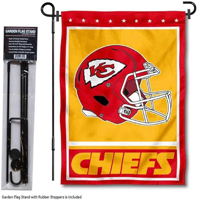 WinCraft Kansas City Chiefs Football Garden Flag and Pole Stand Holder by GreenHaven Gardens