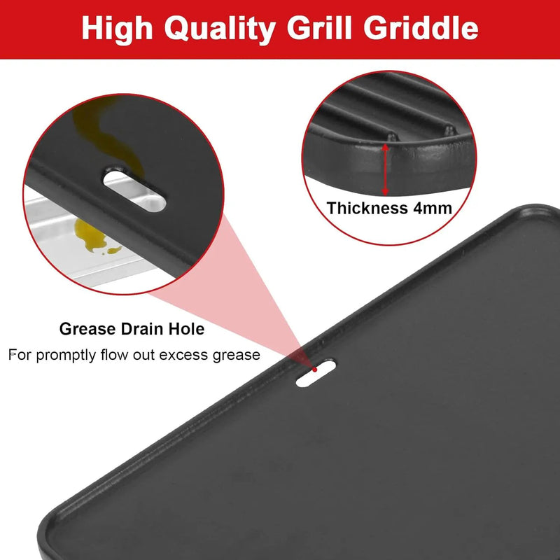80631 Cast Iron Cooking Griddle for Weber Go-Anywhere Charcoal and Gas Grills, 16"x10" Grill Griddle Pan, Portable for Indoor Stovetop/Outdoor Camping BBQ, Replacement for Weber 70211 3634 67195 by GreenHaven Gardens