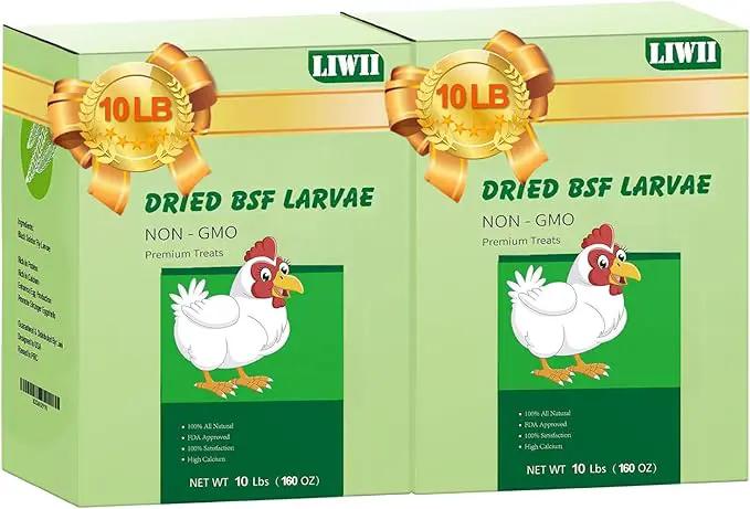 20LB Dried Black Soldier Fly Larvae, 86X Calcium Than Dried Mealworms, High Protein Non-GMO Organic Chicken Feed by GreenHaven Gardens