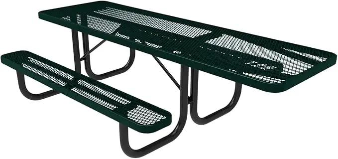 T8H-DGRN Heavy Duty Rectangular Portable Picnic Table, Handicap Accessible on One End, 8 Ft, Dark Green, Made in America by GreenHaven Gardens