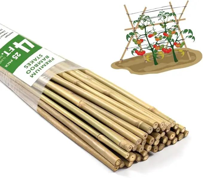 Bamboo Stakes,4FT Natural Bamboo Garden Stakes,BOVITRO 25Pcs Bamboo Plant Stakes,Bamboo Sticks for Tomato,Beans,Vegetable and Climbing Plants by GreenHaven Gardens