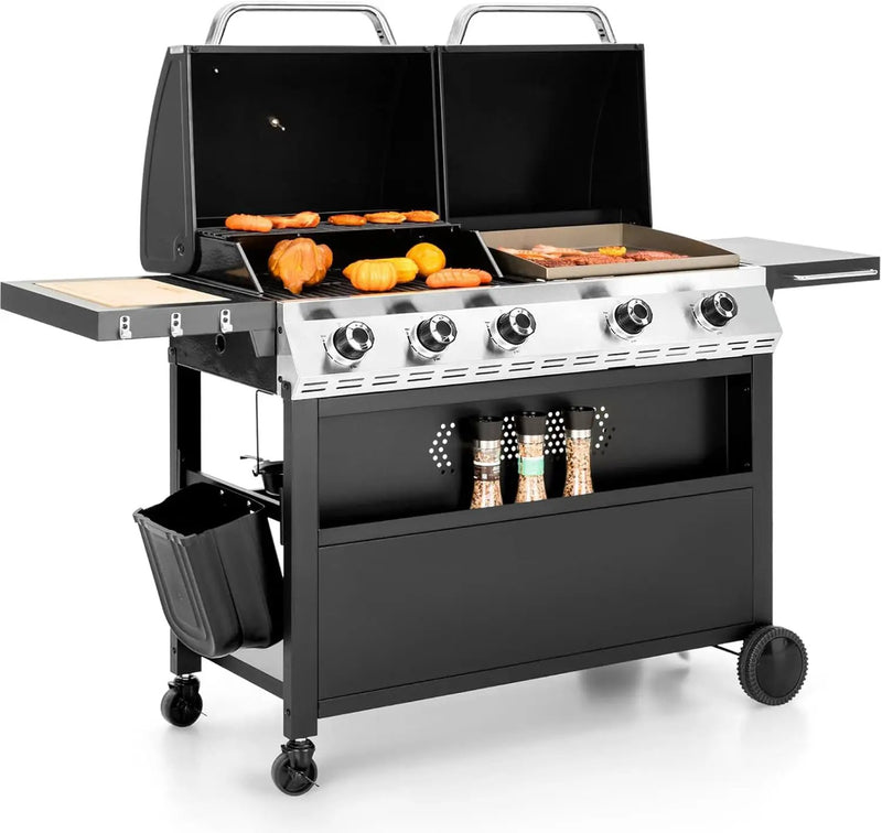 Sophia & William Propane Gas Grill and Griddle Combo with Porcelain-Enameled Cast Iron Grates, Dual Outdoor BBQ Grill with Flat Top Griddle for Barbecue, 696 SQ.IN. Cooking Area by GreenHaven Gardens