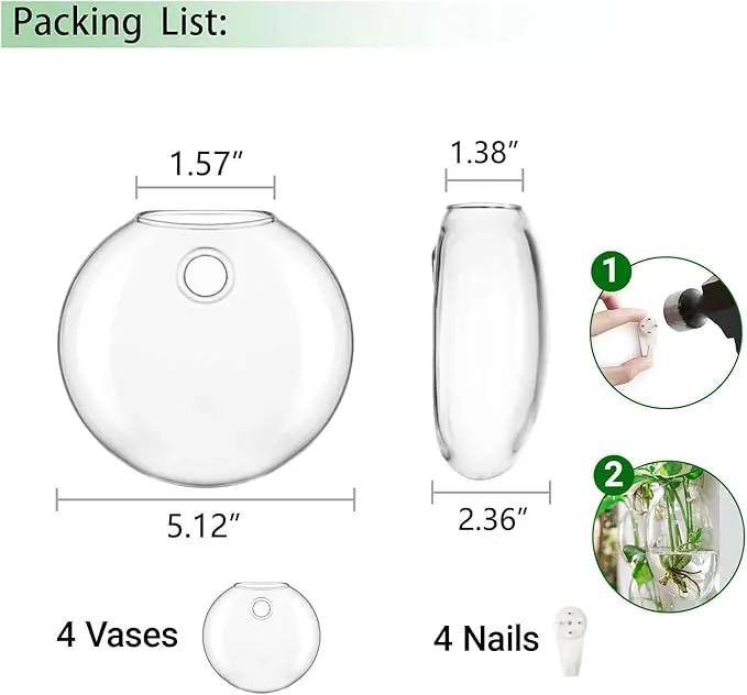 Ivolador Wall Hanging Planter Propagation Station Glass Flower Vase for Hydroponics Plants, Home Office Living Room Decor Gift, Set of 4 by GreenHaven Gardens