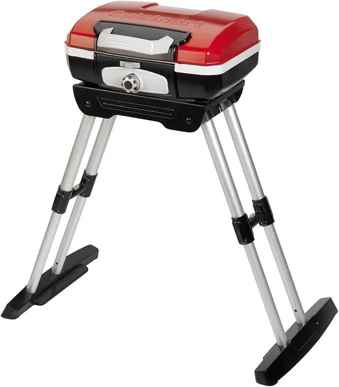 Cuisinart Petite Gourmet Portable Gas Grill with VersaStand, Compact Portable Grill Propane, 150 Sq. In. Cooking Surface, 5,500 BTU Burner Small Gas Grills for Camping, BBQ, Adjustable Base, Handles by GreenHaven Gardens