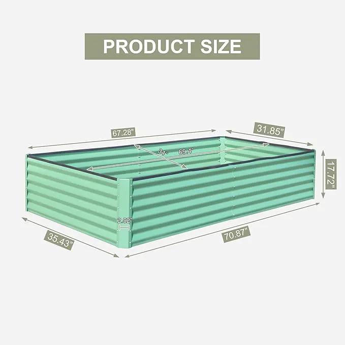 Domi Raised Garden Beds Outdoor, 6x3x1.5Ft Thickening Tall Metal Rectangular Deep Root Box Planter for Vegetables, Flowers, Herbs, and Succulents 1.5" Deep w/ 192 Gallon Capacity - Green by GreenHaven Gardens