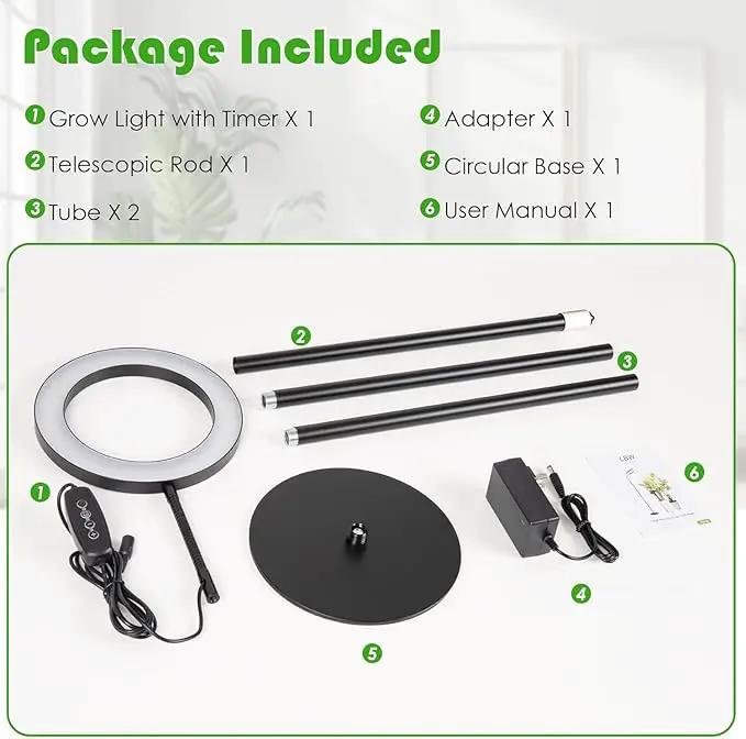 LBW Grow Lights for Indoor Plants with Stand Full Spectrum, Floor Plant Lights for Indoor Growing, 108 LEDs Standing Plant Lamp, 4/8/12H Auto Timer, 6 Brightness, Height Adjustable,7.8 Diameter by GreenHaven Gardens