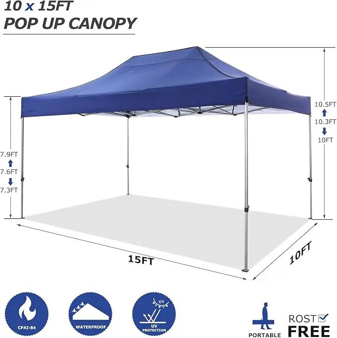 COBIZI 10x15 Heavy Duty Pop up Canopy Tent Easy Up Commercial Outdoor Canopy Wedding Party Tents for Parties All Season Wind & Waterproof Gazebo with Carry Bag, Dark Blue(Frame Thickened) by GreenHaven Gardens